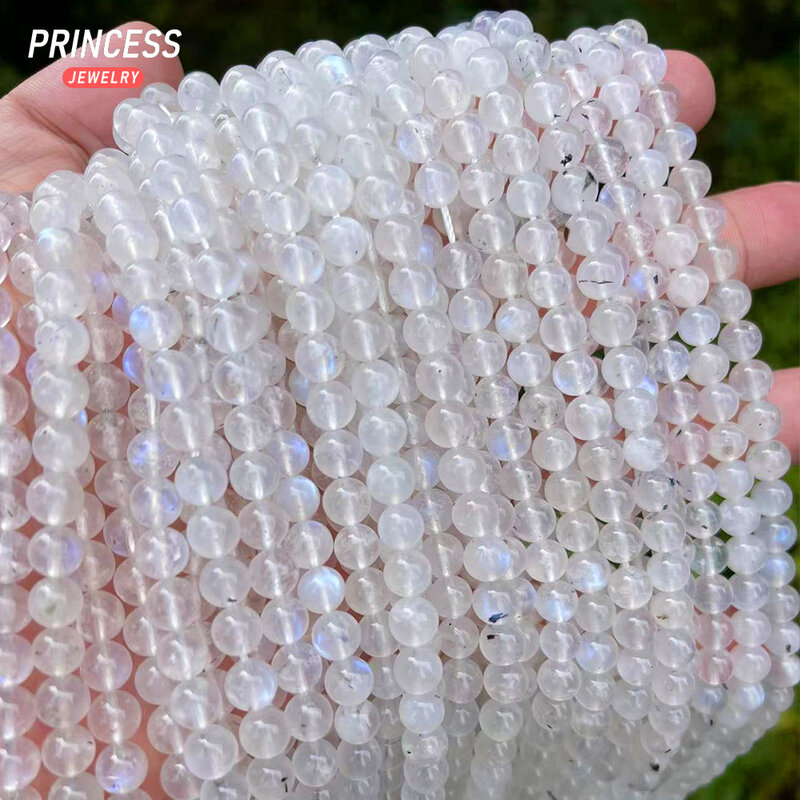 Eine natürliche Regenbogen Mondstein Perlen für Schmuck Herstellung Armbänder Halskette Ohrringe DIY Zubehör Großhandel 6 8mm