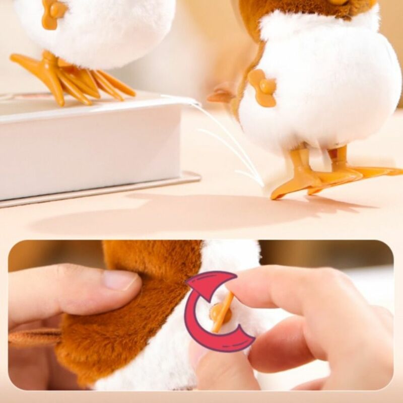 Cute Sparrows Wind Up Jumping Toy Animal Plush Walking Clockwork Spring Bird Toy Guide Baby Crawling Toy Lifelike Gifts