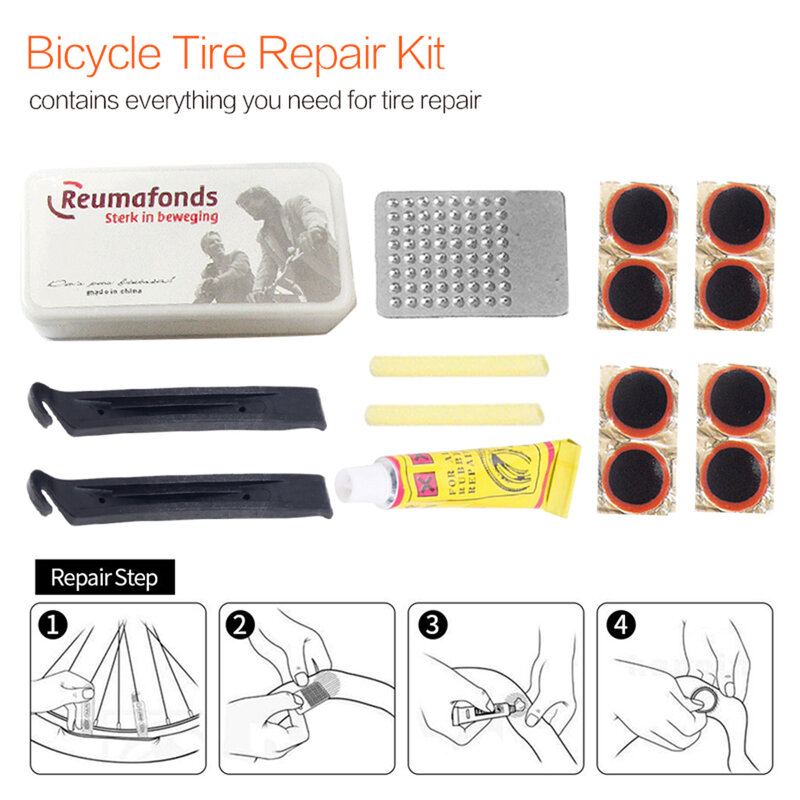 Kit de reparación de neumáticos de bicicleta, Kit de reparación de cámara de bicicleta, Kit de reparación de bicicleta, reparación de pinchazos