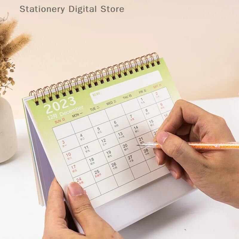 2024 prosty Gradient kalendarz biurkowy kalendarz ozdoby na biurko dzienny harmonogram Planner nowy rok prezent bożonarodzeniowy