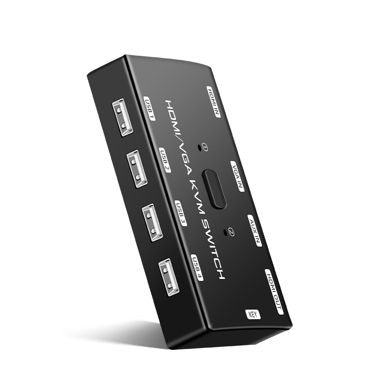 KVM 스위치 하이브리드 HDMI VGA 조합 공유 노트북 비디오 녹음기, 키보드 마우스 모니터 프린터 세트, 2 in 1 Out