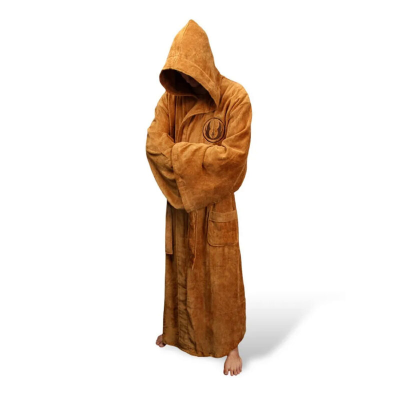 Bata de baño de franela con capucha para hombre, albornoz de estrella gruesa, bata larga de invierno, ropa de casa, Jedi Empire
