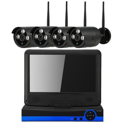 Заводская цена, H.265 1080P 2 МП, 4-канальная IP-камера, регистратор с датчиком движения, беспроводная система Wi-Fi NVR с 1,3-дюймовым монитором