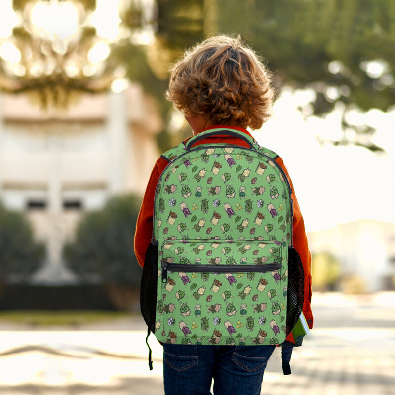 Korok с повторяющимся рисунком (Φ Green) для детей, вместительный школьный рюкзак для учеников с мультипликационным рисунком