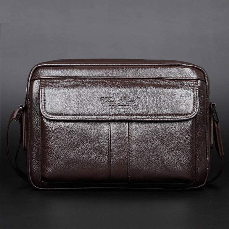 High Quality First Layer Cowhide Genuine Leather Men Messenge Shoulder Cross Body Luxury Brand Famous Designer Business Bag