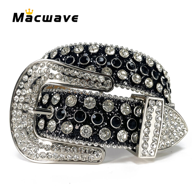 Western Punk Rhinestones Belts For Women Man High Quality Bling Bling Diamond Crystal Studded Belt For Jeans Cowboy Cowgirl