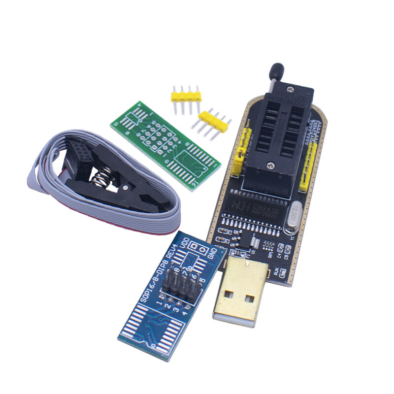 USB-программатор CH341B 24 25 серия EEPROM, модуль программатора BIOS CH341 + зажим SOIC8 SOP8 для проверки EEPROM 93CXX / 25CXX / 24CXX