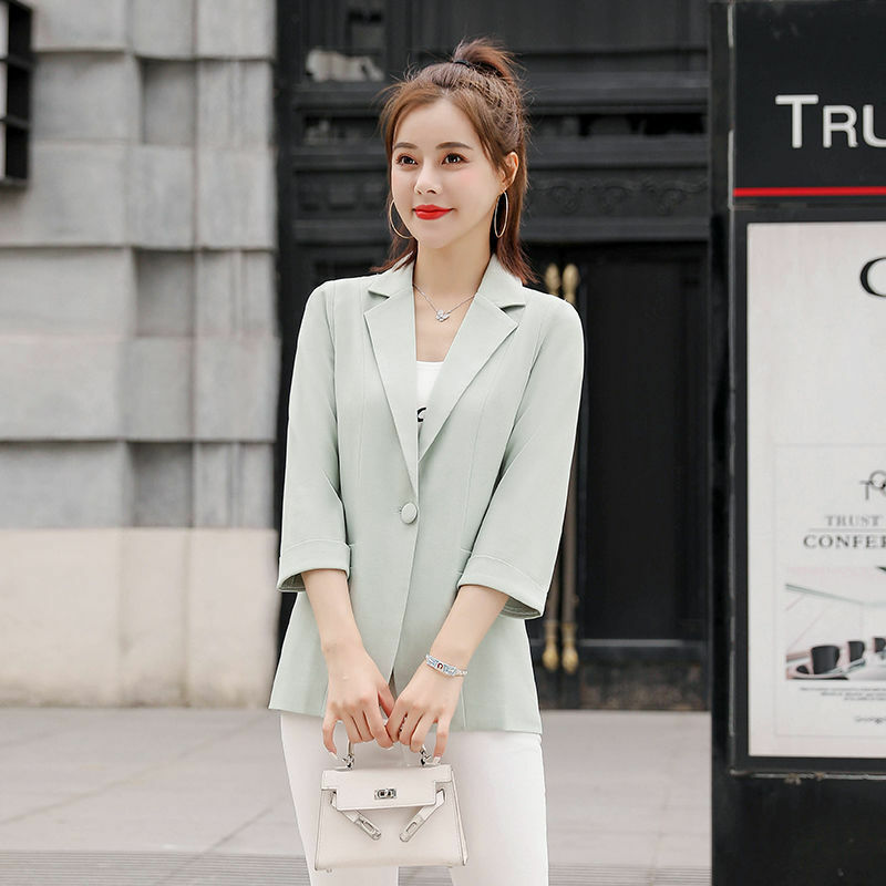 Einfachheit Büro Dame Blazer Business Casual Mode einfache fähige Knopf einfarbig gekerbte Taschen Damen bekleidung