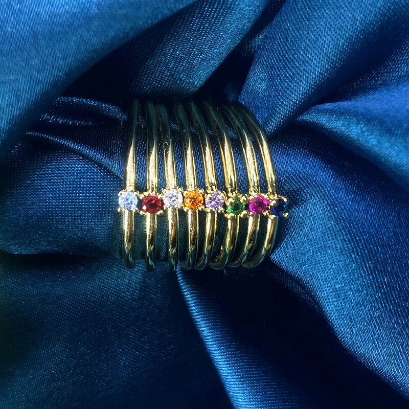 여성을 위한 우아한 반지 골드 컬러 주얼리 웨딩 약혼 반지 약간 얇은 미니멀리스트 큐빅 지르코니아 패션 주얼리