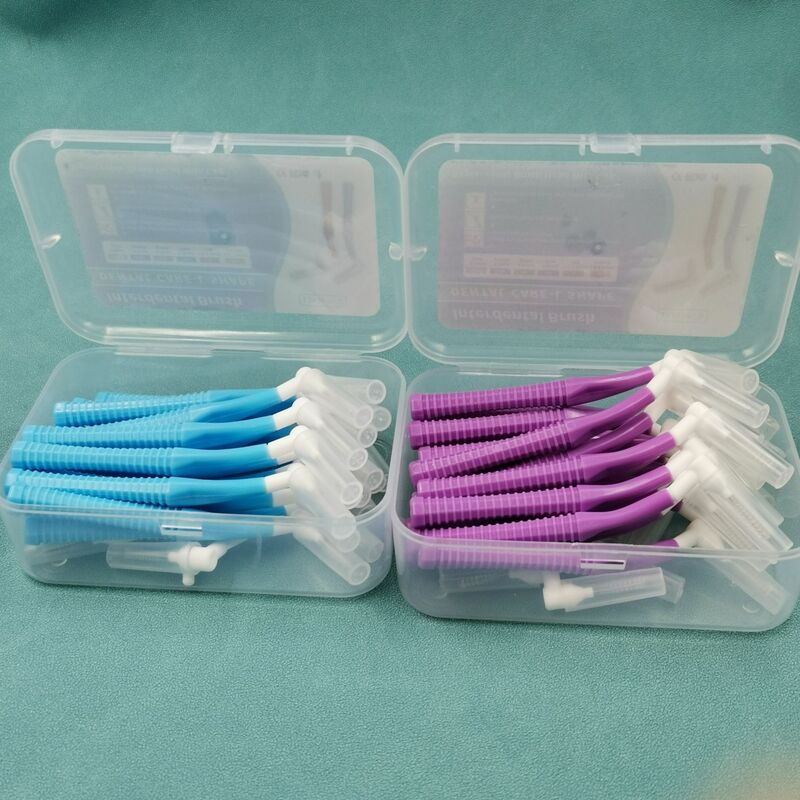 Cepillo Interdental Push-Pull en forma de L, palillo de dientes de ortodoncia, blanqueamiento dental, cepillo de dientes, cuidado de la higiene bucal, 20 unids/lote por caja