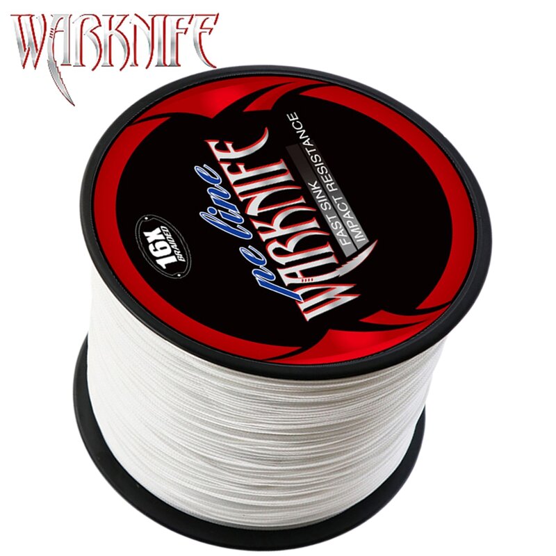 Warknife 16 Strands 100M - 2000M Hollow Core PE Braid Extreme Japan Braided Fishing Line 20LBs-500LBs Fishing Assist Line White