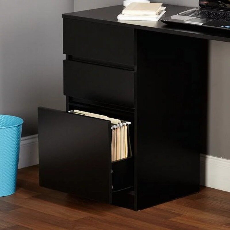 Biurko Como z 3 szuflady do przechowywania, czarne biurka
