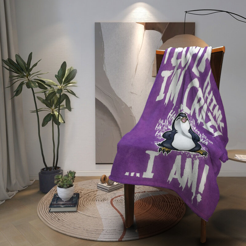 Crazy-P-enguin Family Living Room Fluffy Fleece Throw Camping Blankets for Children Sofa Throw Thin Blanket Modern Fashion Gift