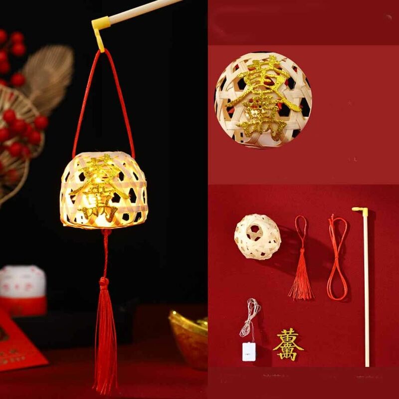 Linterna de Año Nuevo de bambú hecha a mano, Heritag Cultural inmaterial, bolsa de Material DIY, Festival de Primavera, linterna luminosa DIY