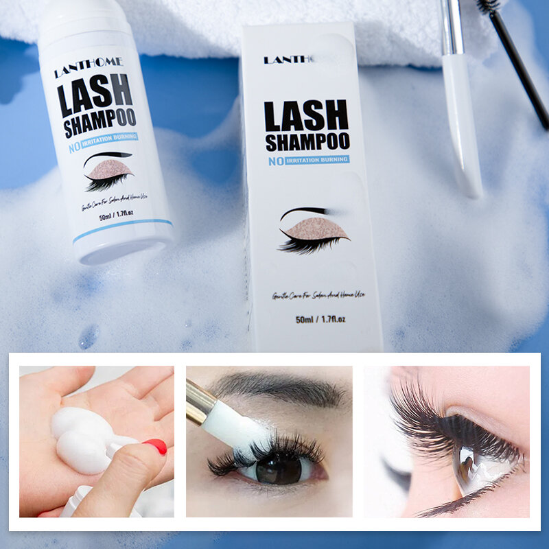 Lanthome-Pro Eyelash Extension Shampoo, Pestana, Limpador Espumante, Removedor de Cola, Limpeza Profunda, Maquiagem para Mulheres, 50ml