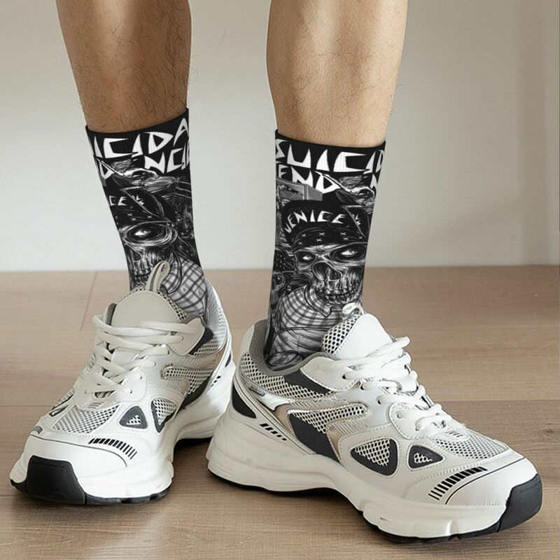 Kaus kaki lunak uniseks, kaus kaki Hip Hop motif 3D, kaus kaki keren gaya jalanan