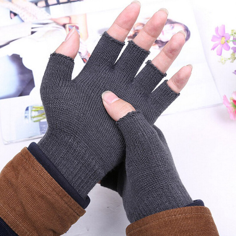 Трикотажные перчатки на полпальца, раньше, перчатки на запястье, унисекс, эластичные митенки без пальцев для вождения на открытом воздухе