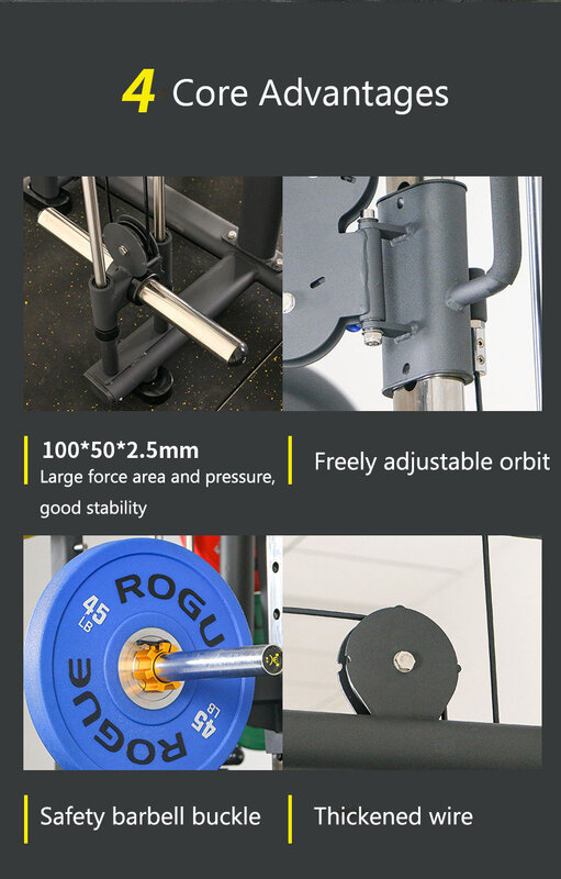อุปกรณ์ยิมฟิตเนส Multi Functional Trainer Gym Squat Rack ราวจับในห้องน้ำ3D Smith Machine สำหรับ Home