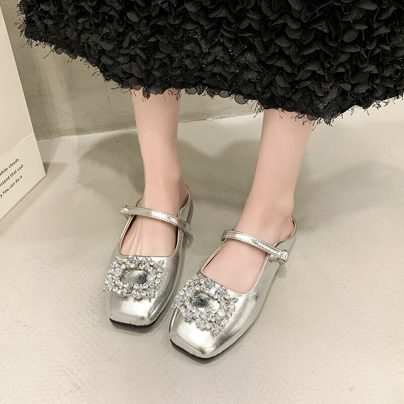 2024 High Quality Fashion Ladies Shoes Casual Comfortable Soft Sole Flats Spring Solid Color Non-slip Rhinestone Women's Shoes