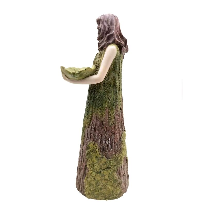 Fern Fairy Statuary Bird Feeder Resin Figurine Goddess Evergreen Outdoor Garden Statue Courtyard Lawn Resin Decoration