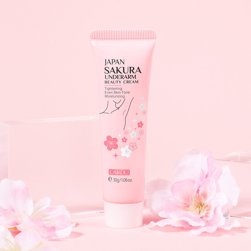 LAIKOU Sakura Underarm Whitening Cream Knee Buttocks Dark Skin Bleach Improve Melanin Pigmentation Dull Moisturizing Creams