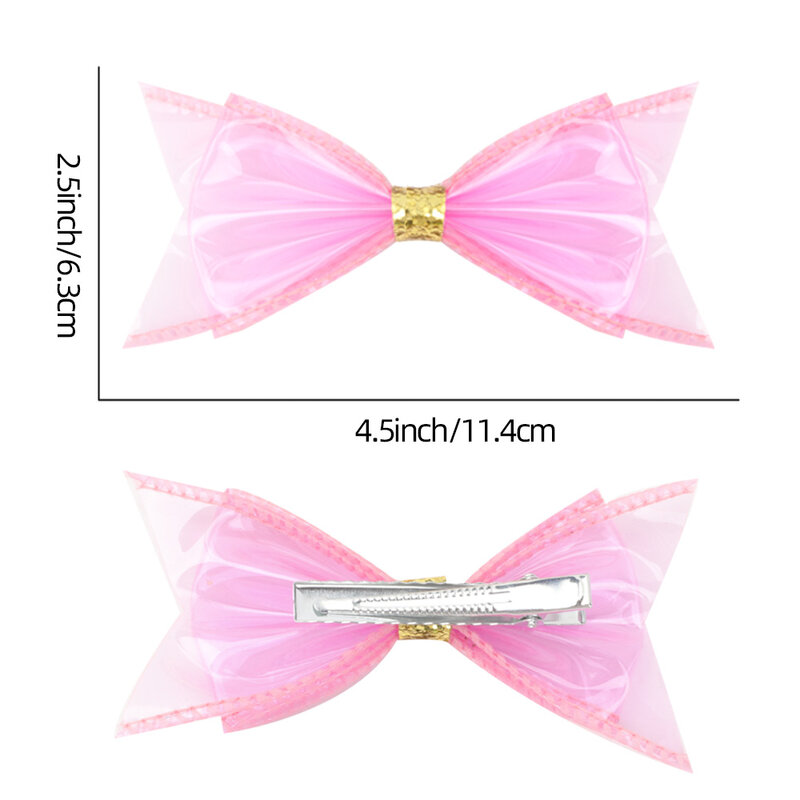 Waterproof Jelly Bows Hair Bows for Girls with Clips Girl Kids Hair accessories Glitter Knot Bows Pool/Swim Bows Solid Hairpins