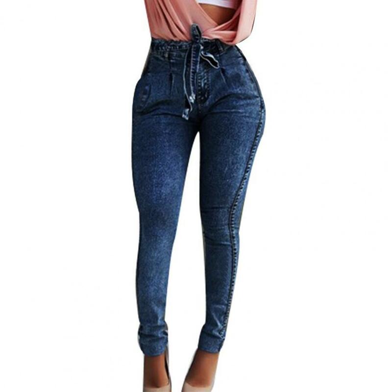 Damskie jeansy z wysokim stanem obcisłe spodnie z frędzlami spodnie dżinsowe Push Up koreańskie popularne ubrania pantalones mujer