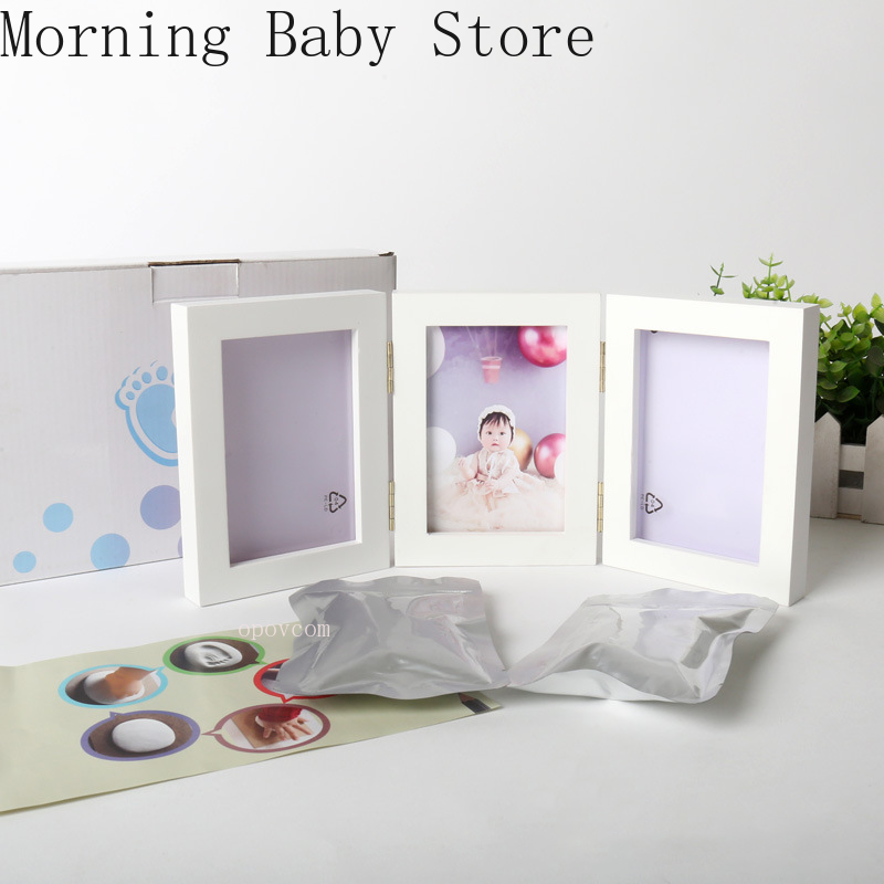 Ramka na zdjęcia Newborn odcisk dłoni niemowlęcia Footprint z glinianymi zestawami Baby Boy Girl DIY pamiątki zabawki prezenty dla dzieci dekoracja domu