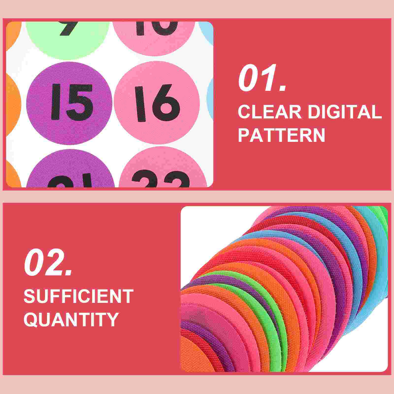 Pegatinas de colores de nailon para decoración de alfombras, etiquetas adhesivas con números de 36 piezas, para oficina, área redonda, clasificación de identificación