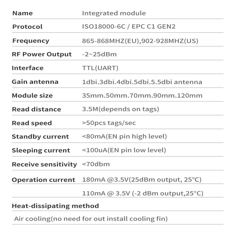 Антенна 1 шт., интегрированная УВЧ рчид-модуль, 868-928 МГц, 35 х35 мм