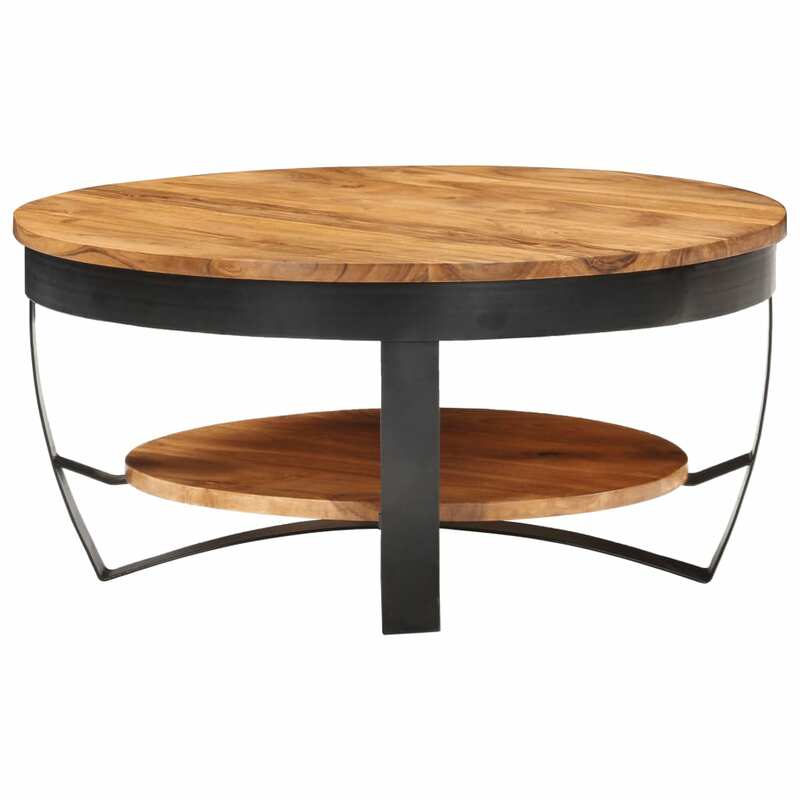Mesa de centro, mesa de chá de madeira de acácia maciça, móveis de sala 65x65x32 cm