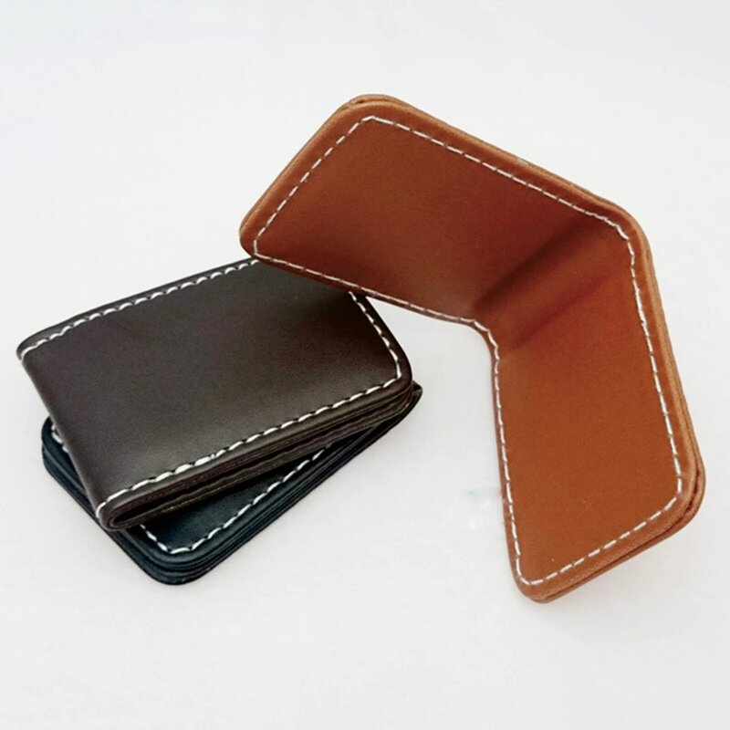 PU Couro Magnetic Money Clip Pocket Wallet, Minimalista Slim Wallet, Titular De Cartões De Crédito