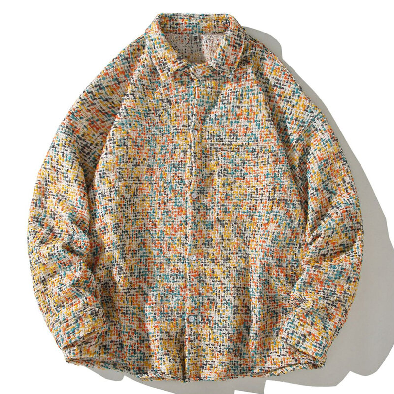 Рубашка мужская в клетку, модная Повседневная блуза в стиле хип-хоп, большие размеры, рубашка с длинным рукавом, весна-осень