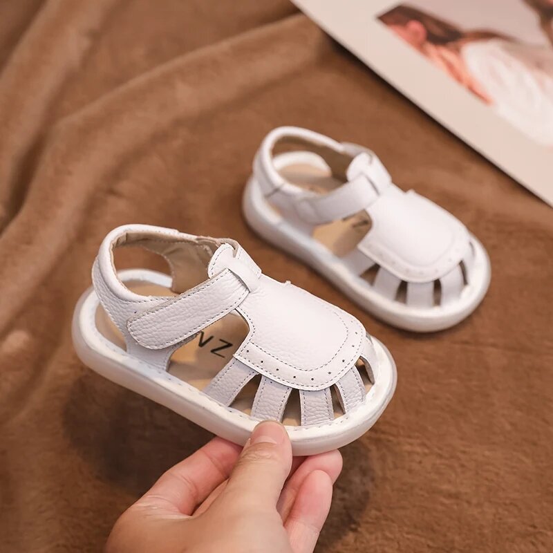 Baby Girls Boys Genuine Leather Sandals Cartoon Children Summer Beach Shoes Toddler Kids Soft Sole Anti Slip Infant Casual Shoes