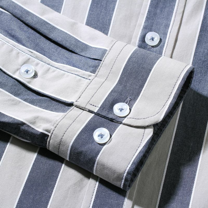 Camisa de manga comprida bordada listrada Oxford masculina, algodão puro, negócio, lazer, respirável, blusa plus size, primavera, outono