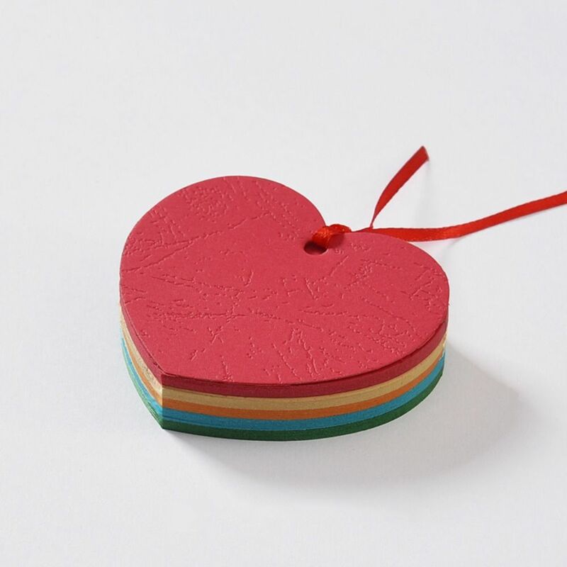 50pcs Mini Message Card Crafts Solid Color Hang Greeting Card Love Heart Shaped Holiday Wishes Hanging Tag Wish Wall