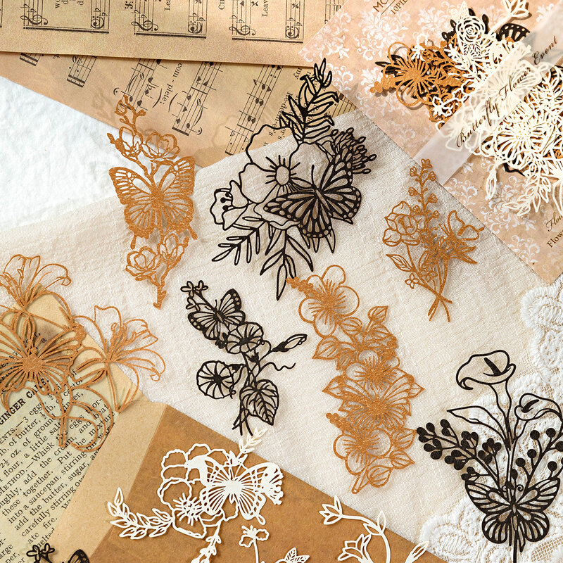 6 confezioni/lotto di rami di fiori e foglie serie retro paper message paper memo pad