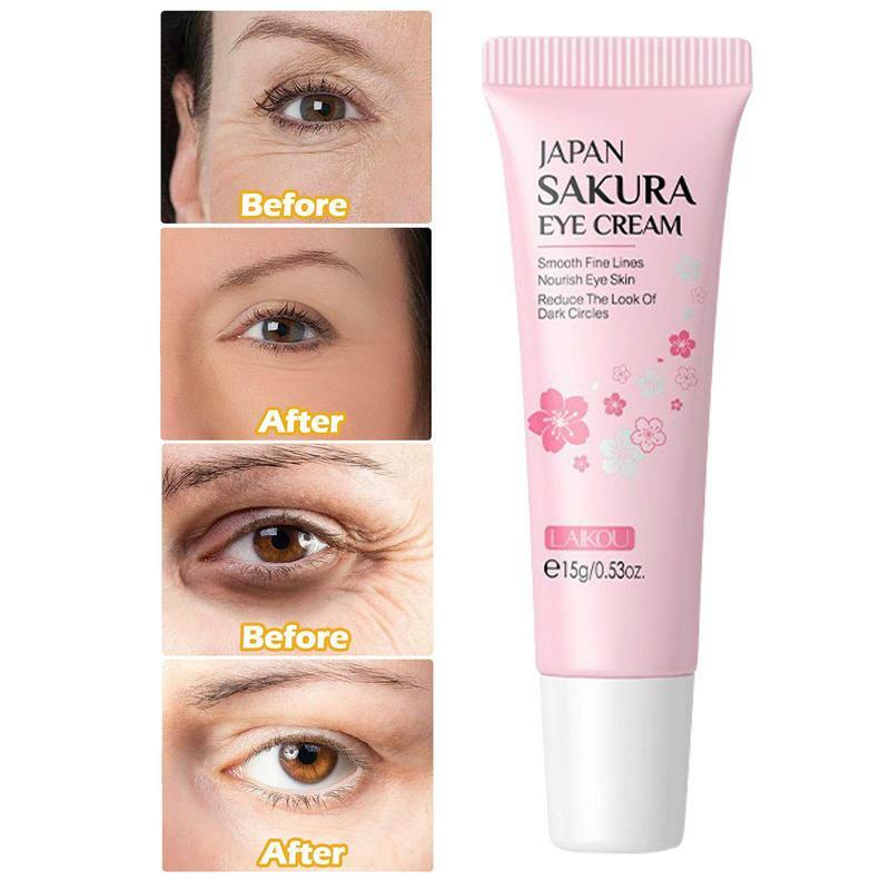 Straffende Augen creme 0,53 Unzen pflegende aufhellende Augencreme mit Sakura-Essenz erfrischende Augen feuchtigkeit creme unter dem Auge
