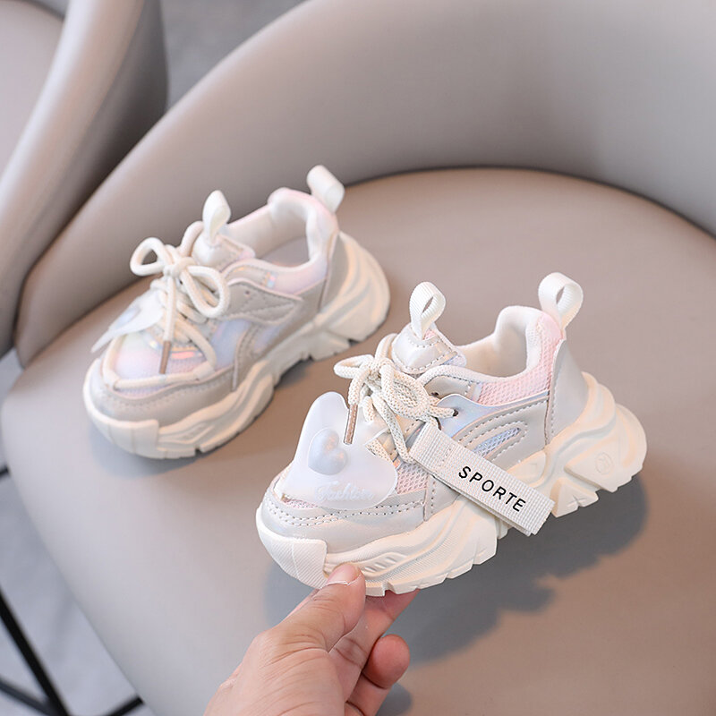 Спортивная обувь для девочек Новинка весна-осень 2024 детская обувь для папы сетчатая обувь универсальная маленькая белая обувь для мальчиков
