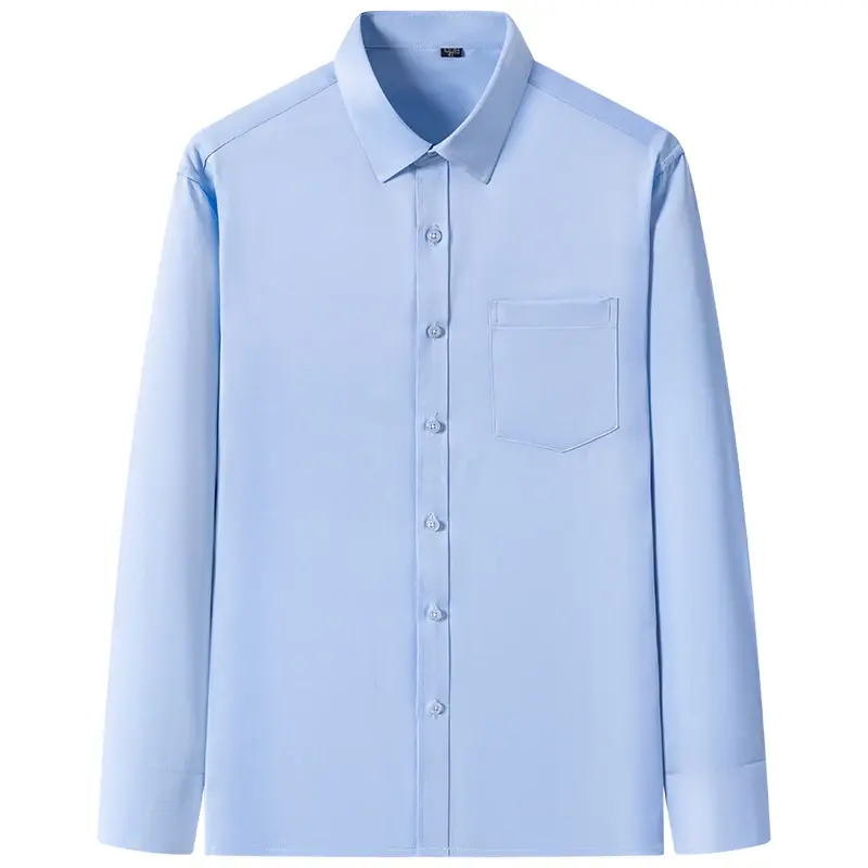 2024 Summer Business Men Dress Shirts Ice Slik Iron Free High Stretch Long Sleeve Elastic Solid Regular Fit Puls SIZE12 Colors