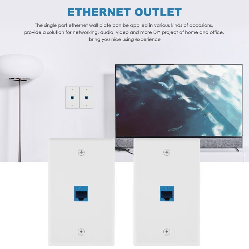 10 Pieces Ethernet Wall Outlet Plate Cat6 RJ45 Wall Plate Jack Female To Female Ethernet Inline Coupler Plates Ethernet