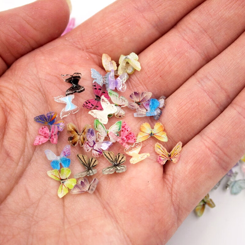 Petit mélange de papillons miniatures, ornement de jardin nickel é, micro paysage, décoration artisanale bricolage, 10 pièces, 30 pièces, 50 pièces