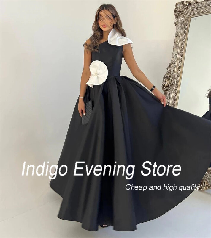 Indigo Prom Kleider eine Schulter A-Linie ärmellose boden lange einfache elegante formale Abendkleider für Frauen 이브드닝레스 فستان سفررة