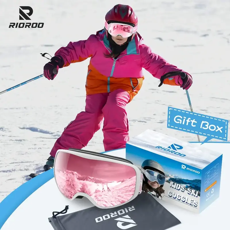 Kids Professional Ski Goggles Winter Ski/Snowboard Goggles Sunglasses Anti-UV400 Sports Equipment for 1-10 Years old Children