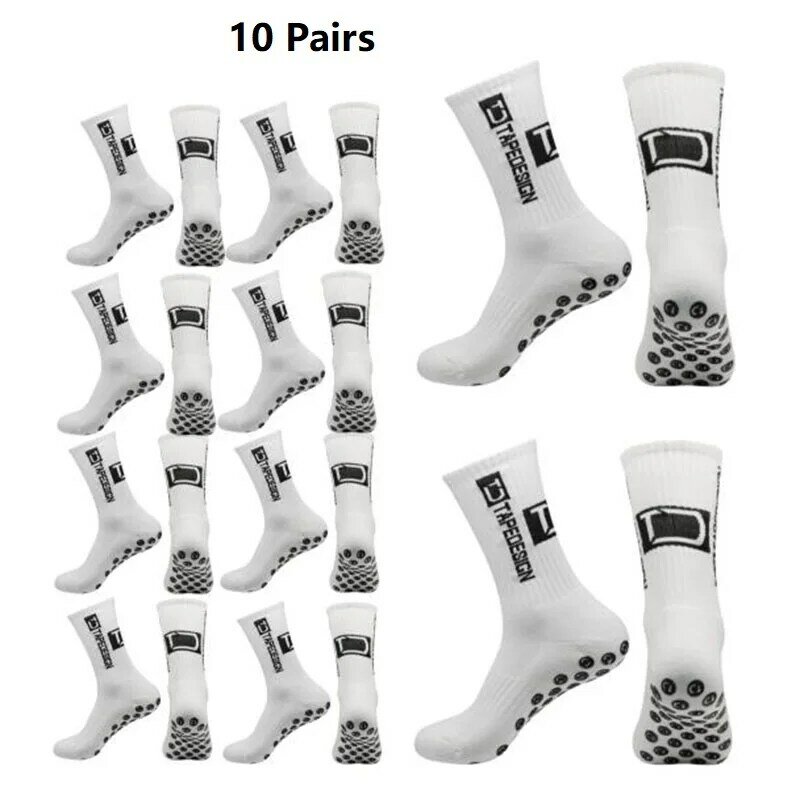 10 Pairs New Mens Womens Non-slip Silicone Bottom Soccer Socks Cushioned Breathable For Football Tennis Basketball Grip Socks