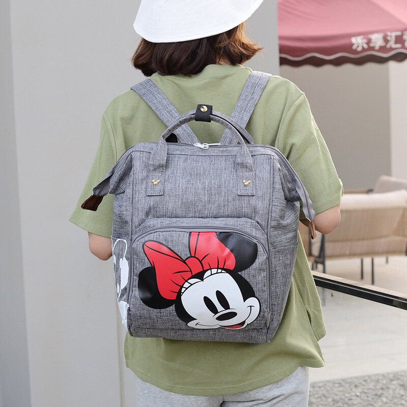 Disney-Bolsa de maternidad para mamá, mochila impermeable para pañales de Mickey Mouse, bolsa de almacenamiento de gran capacidad para cochecito de bebé, bolsa de viaje de moda