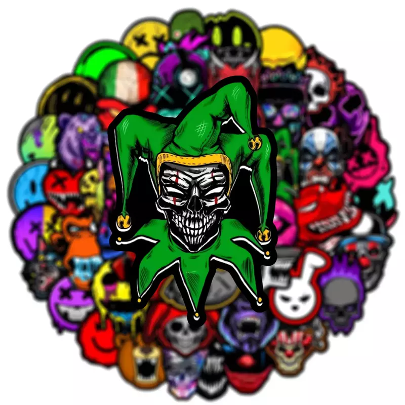 50Pcs Pop Horror Grimace Stickers Cool Skull Decals for Laptop Luggage Motorcycle Helmet Skateboard Graffiti Sticker Toys