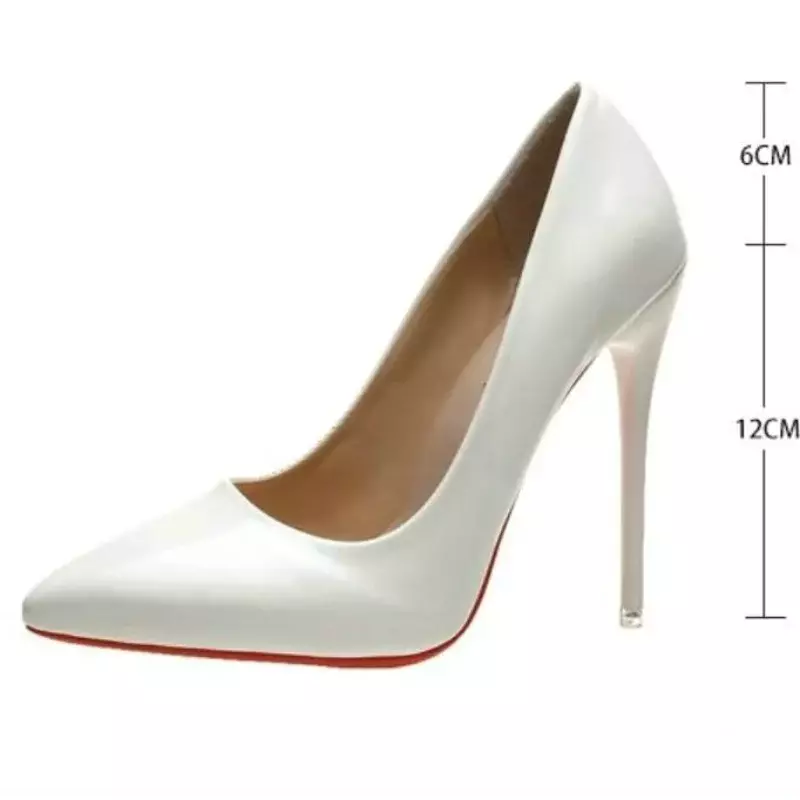 Туфли-лодочки женские на высоком каблуке 12 см, заостренный носок, пикантная Свадебная обувь, классические, телесные, черные, красные, с резиновой подошвой