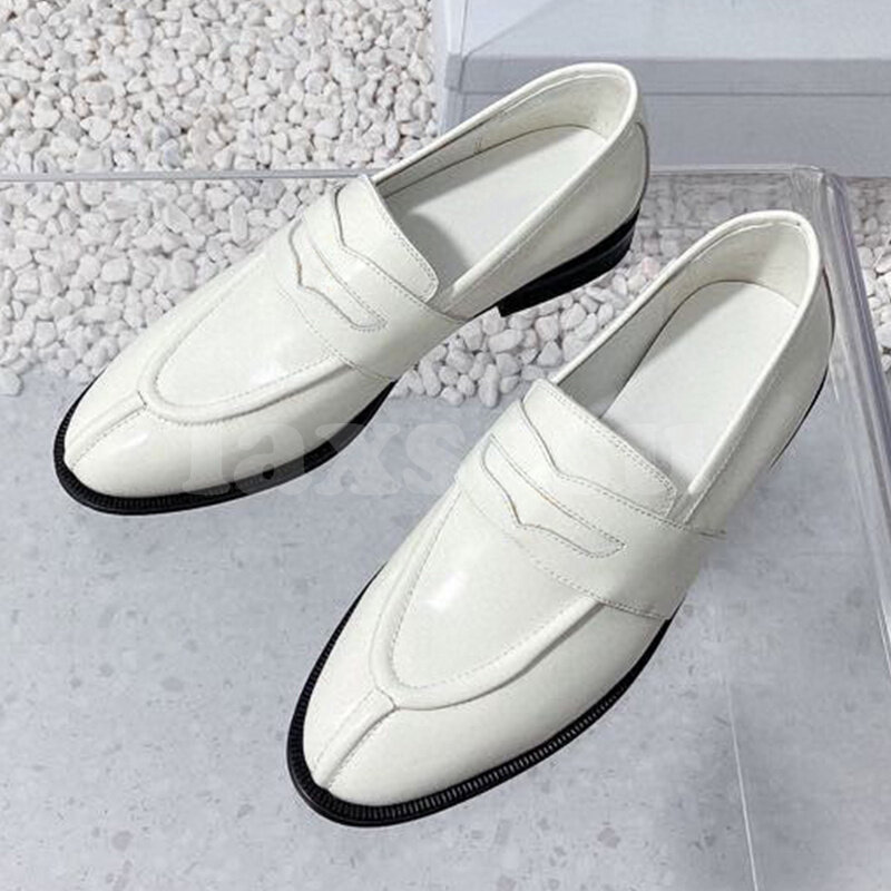 Female Casual Shoes Spring Autumn 2023 New Real Leather Upper Solid Color Round Head Flat Shoes Simplicity Versatile Loafers
