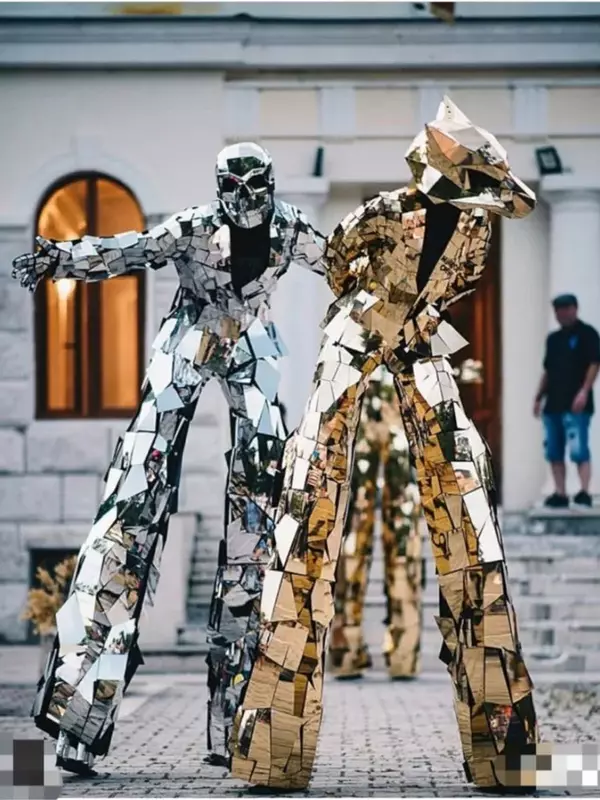 Costume da spettacolo da parata per uomo con abito a specchio personalizzato cucito a mano